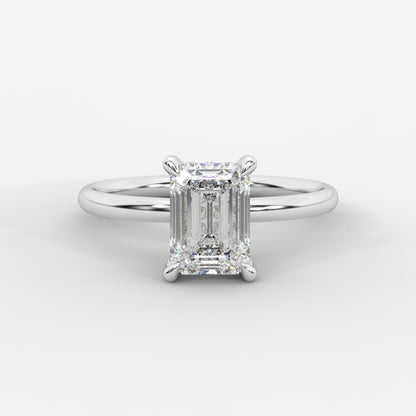 Talia Solitaire Ring With Hidden Halo - Emerald