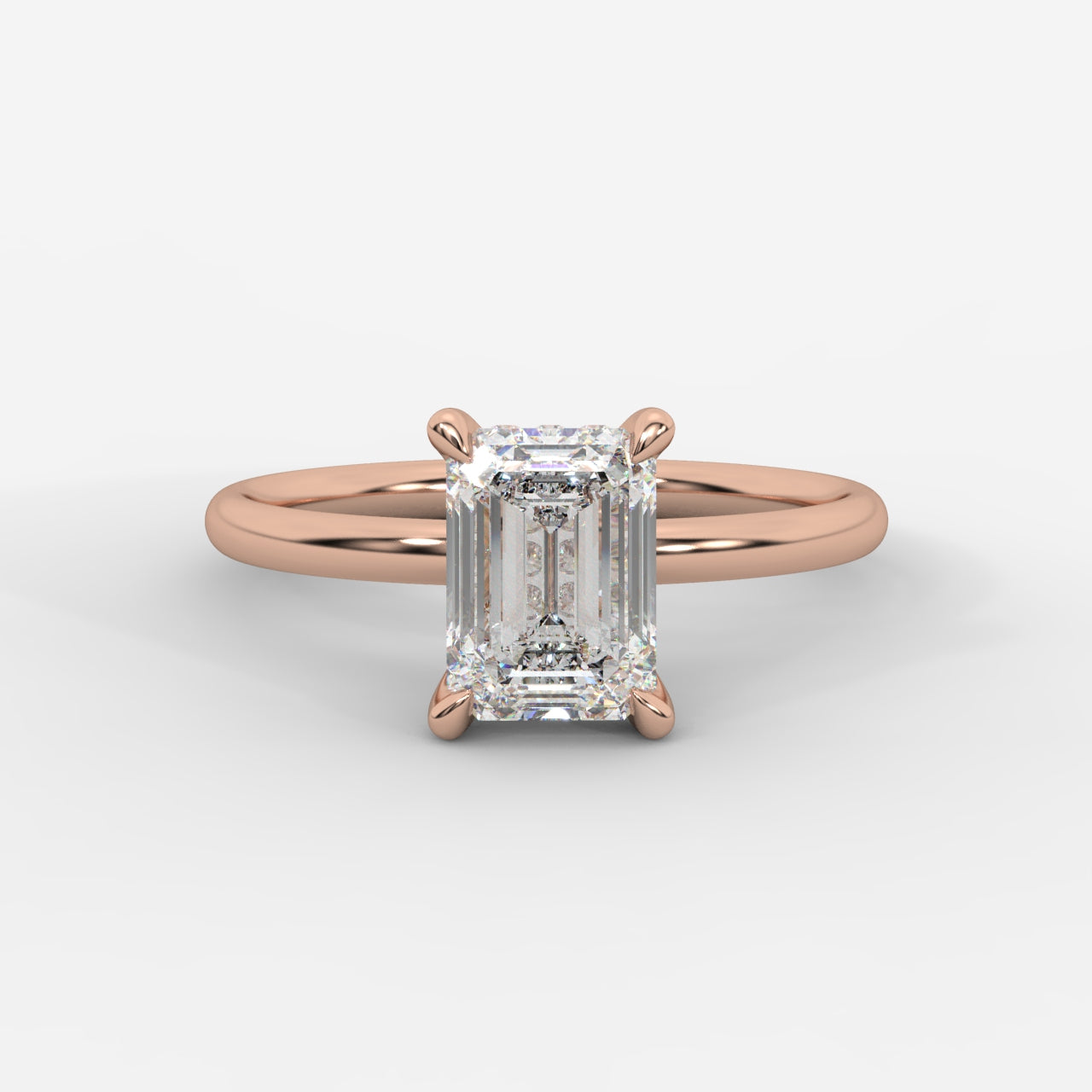 Talia Solitaire Ring With Hidden Halo - Emerald