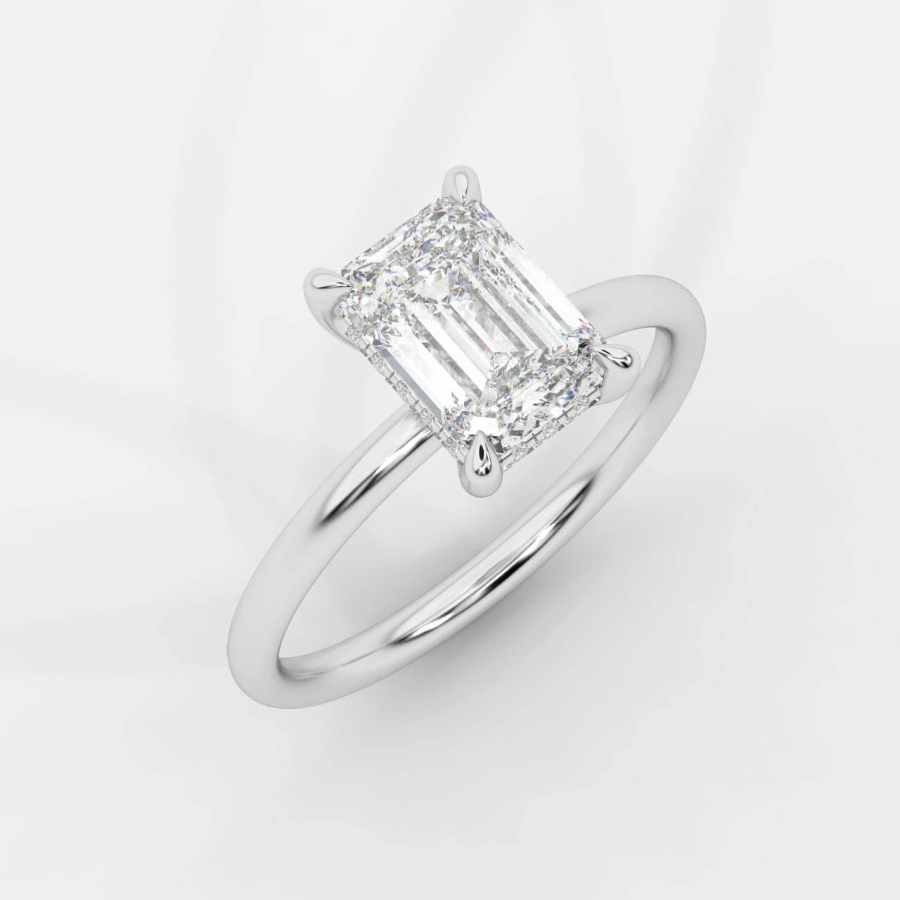 Talia Solitaire Ring With Hidden Halo - Emerald