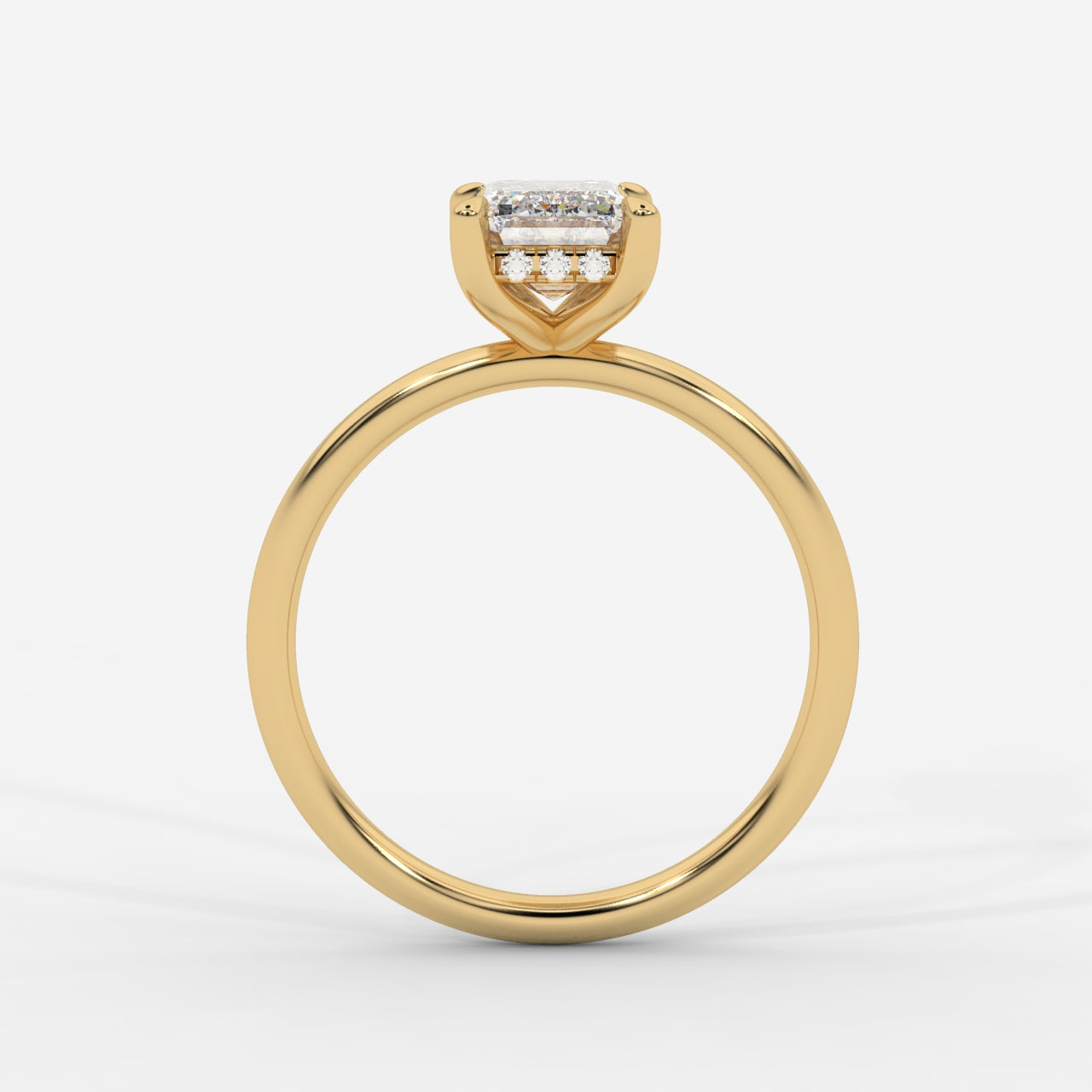 Talia Solitaire Ring With Hidden Halo - Emerald