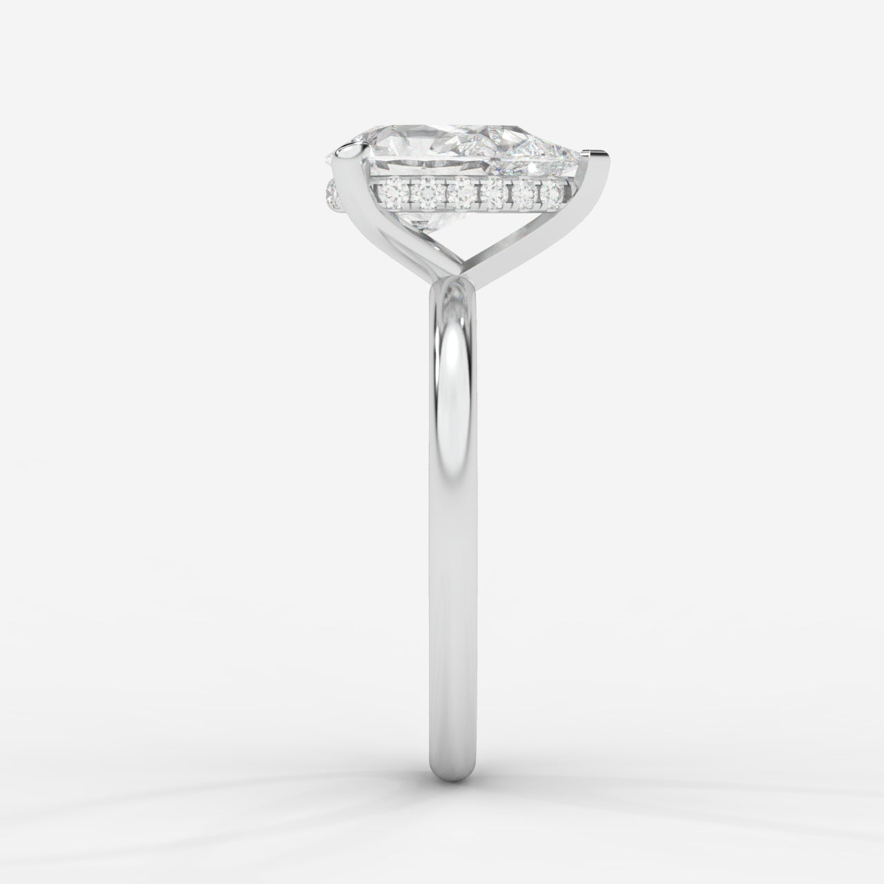 Talia Solitaire Ring With Hidden Halo - Pear