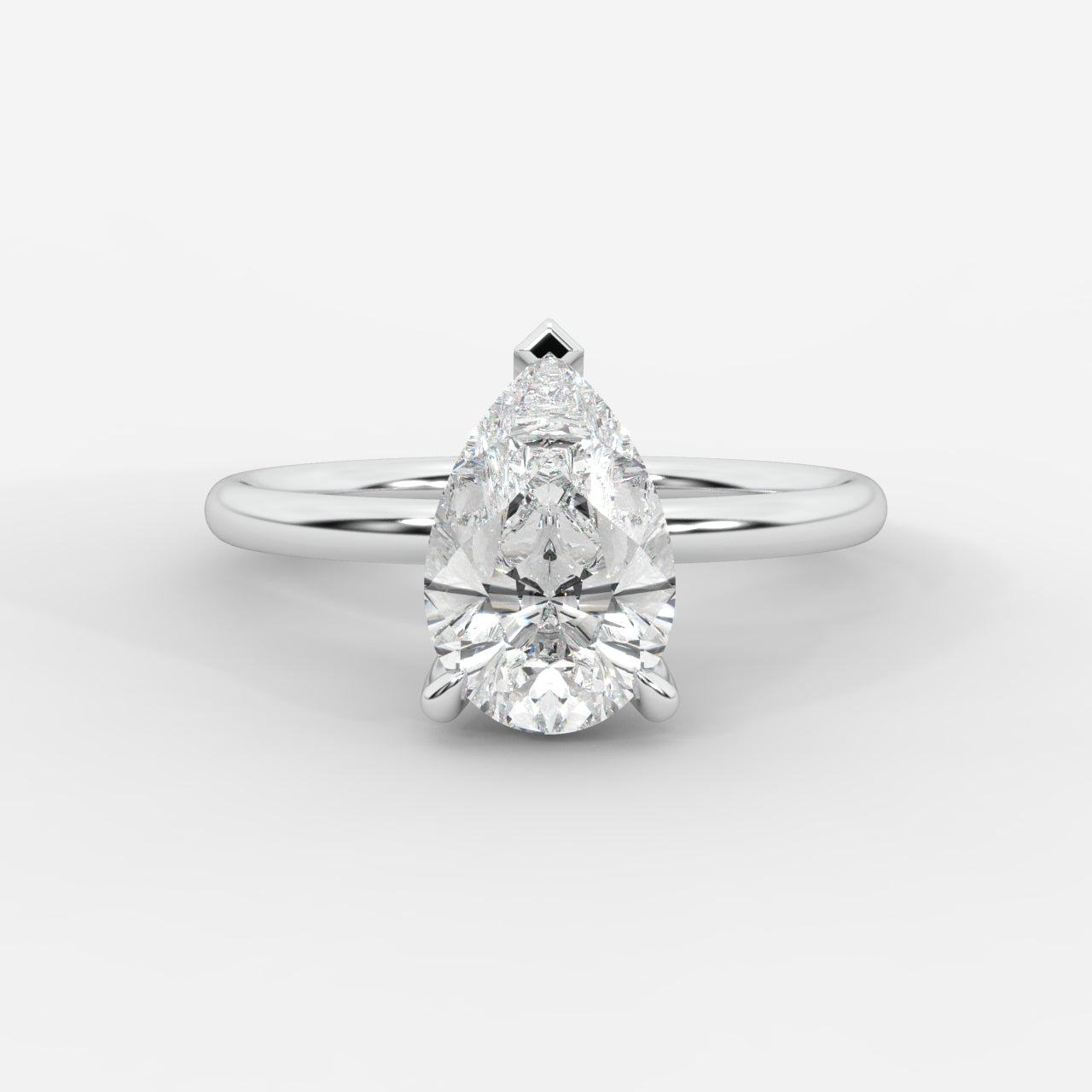 Talia Solitaire Ring With Hidden Halo - Pear