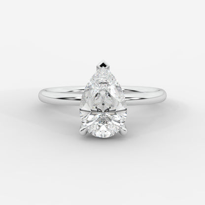 Talia Solitaire Ring With Hidden Halo - Pear