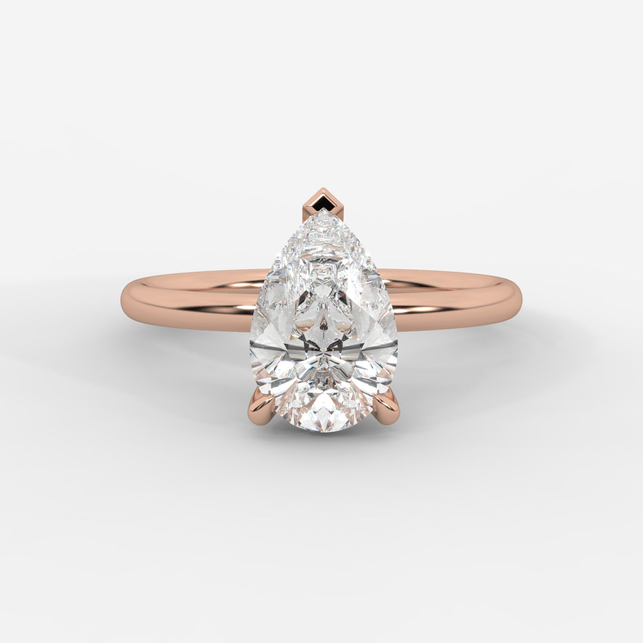 Talia Solitaire Ring With Hidden Halo - Pear