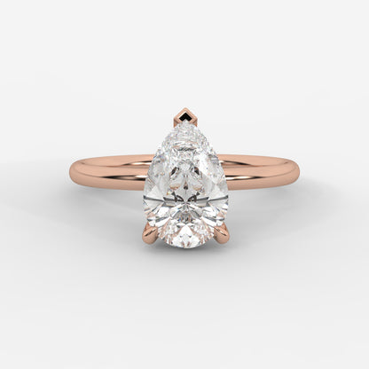 Talia Solitaire Ring With Hidden Halo - Pear