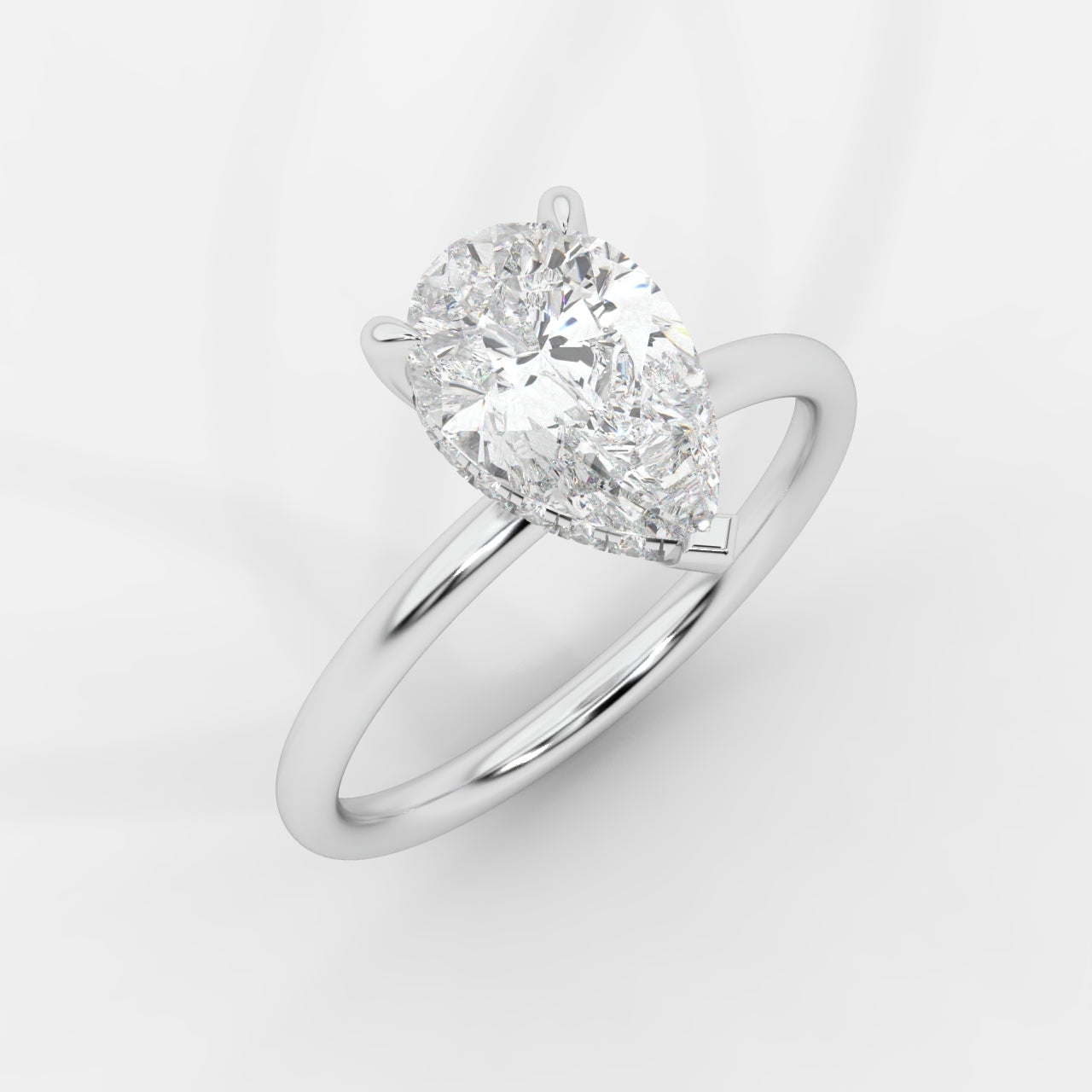 Talia Solitaire Ring With Hidden Halo - Pear