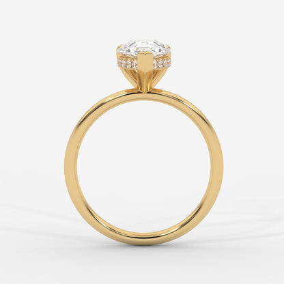 Talia Solitaire Ring With Hidden Halo - Pear