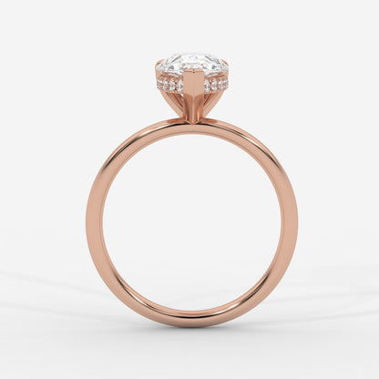 Talia Solitaire Ring With Hidden Halo - Pear
