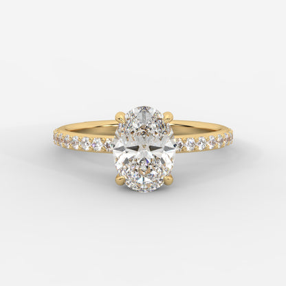 Lindsey Pavé Solitaire Ring - Oval