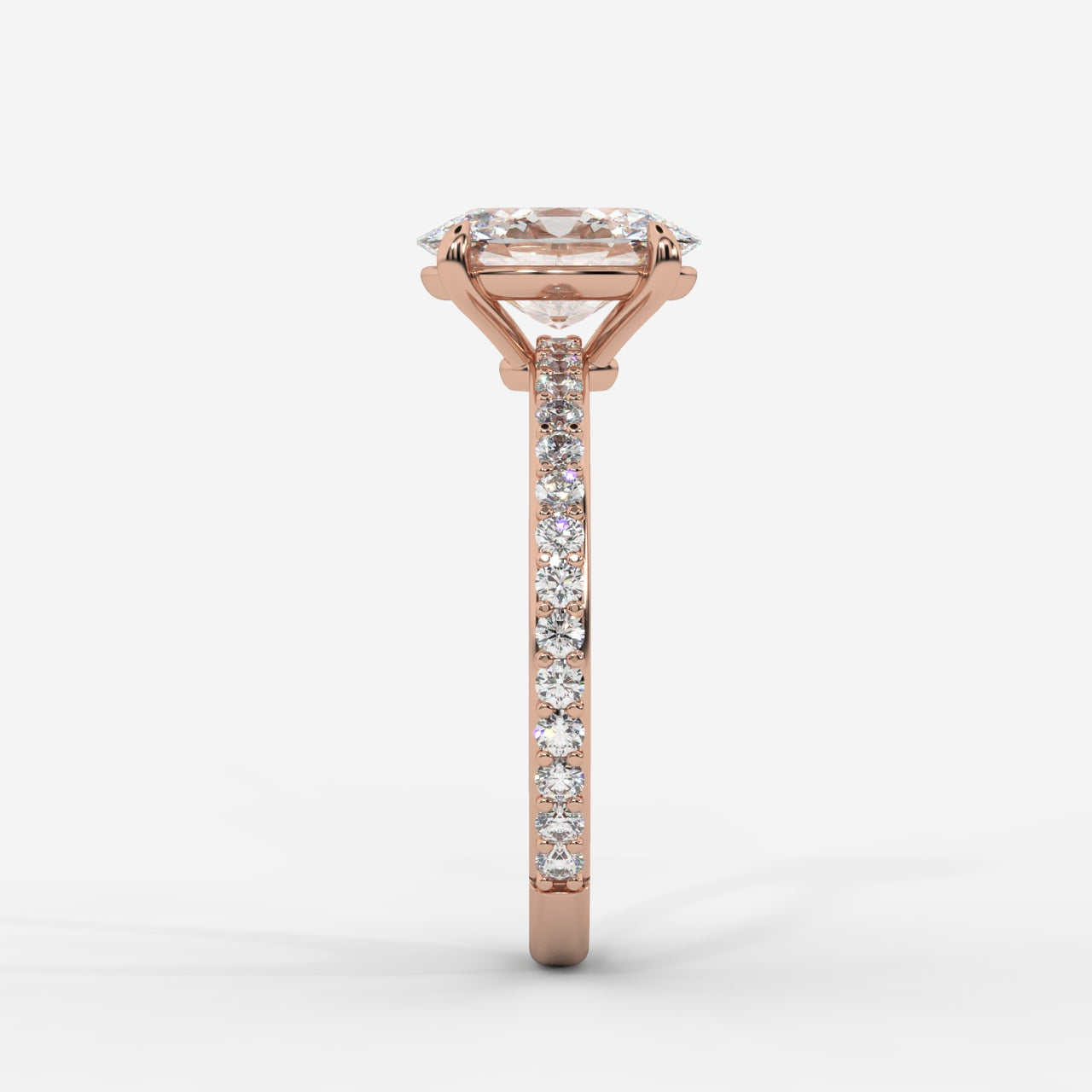 Lindsey Pavé Solitaire Ring - Oval