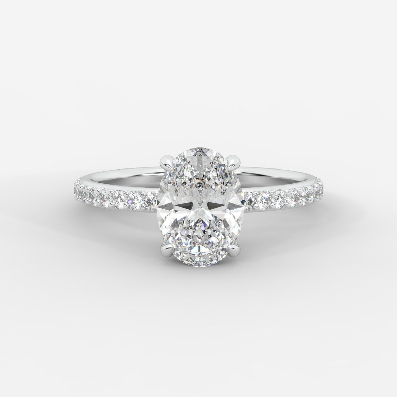 Lindsey Pavé Solitaire Ring - Oval