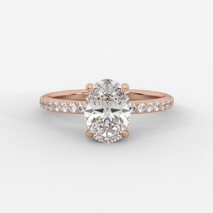 Lindsey Pavé Solitaire Ring - Oval
