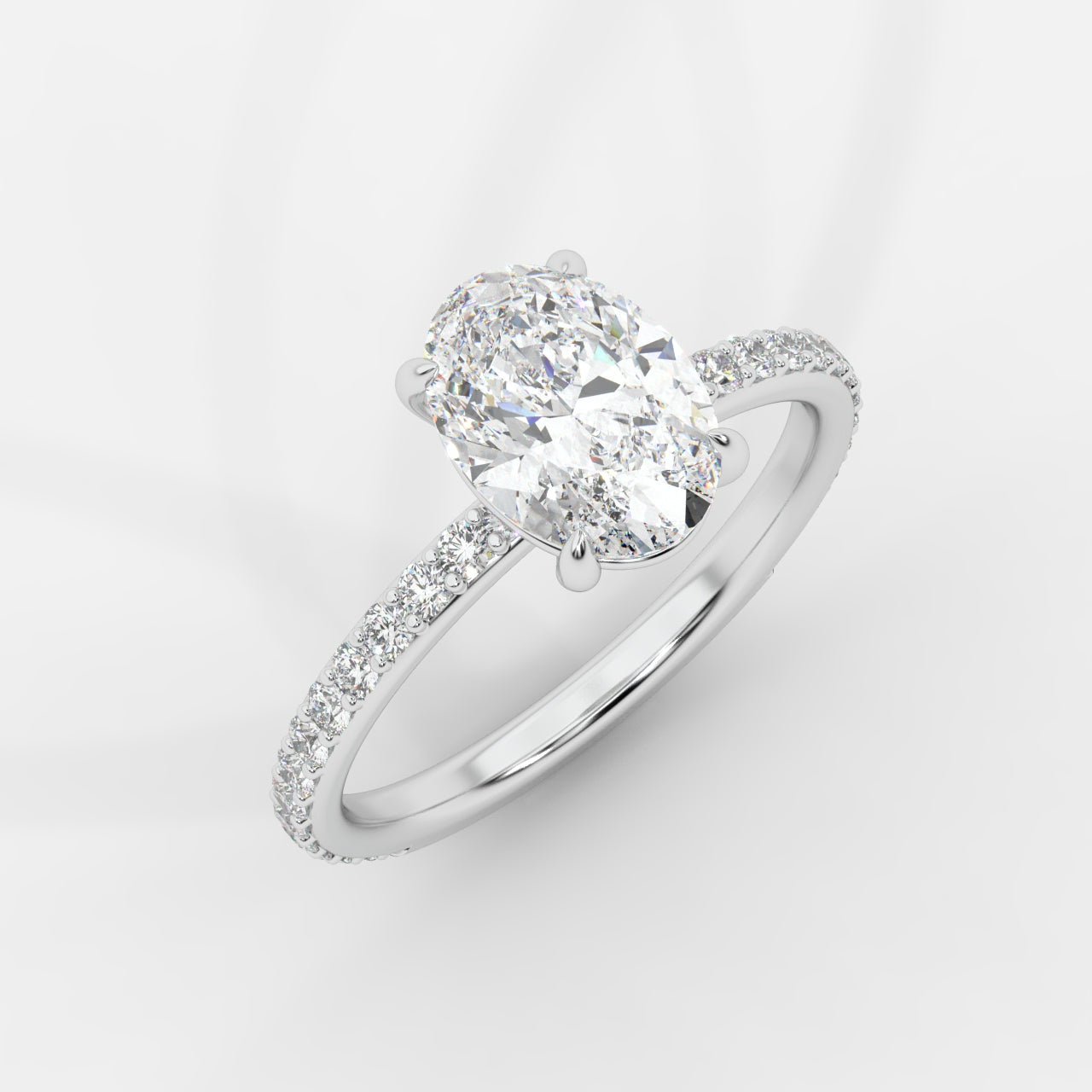 Lindsey Pavé Solitaire Ring - Oval