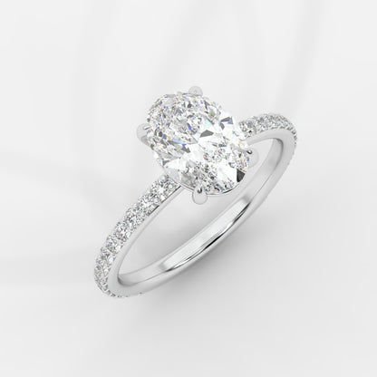 Lindsey Pavé Solitaire Ring - Oval