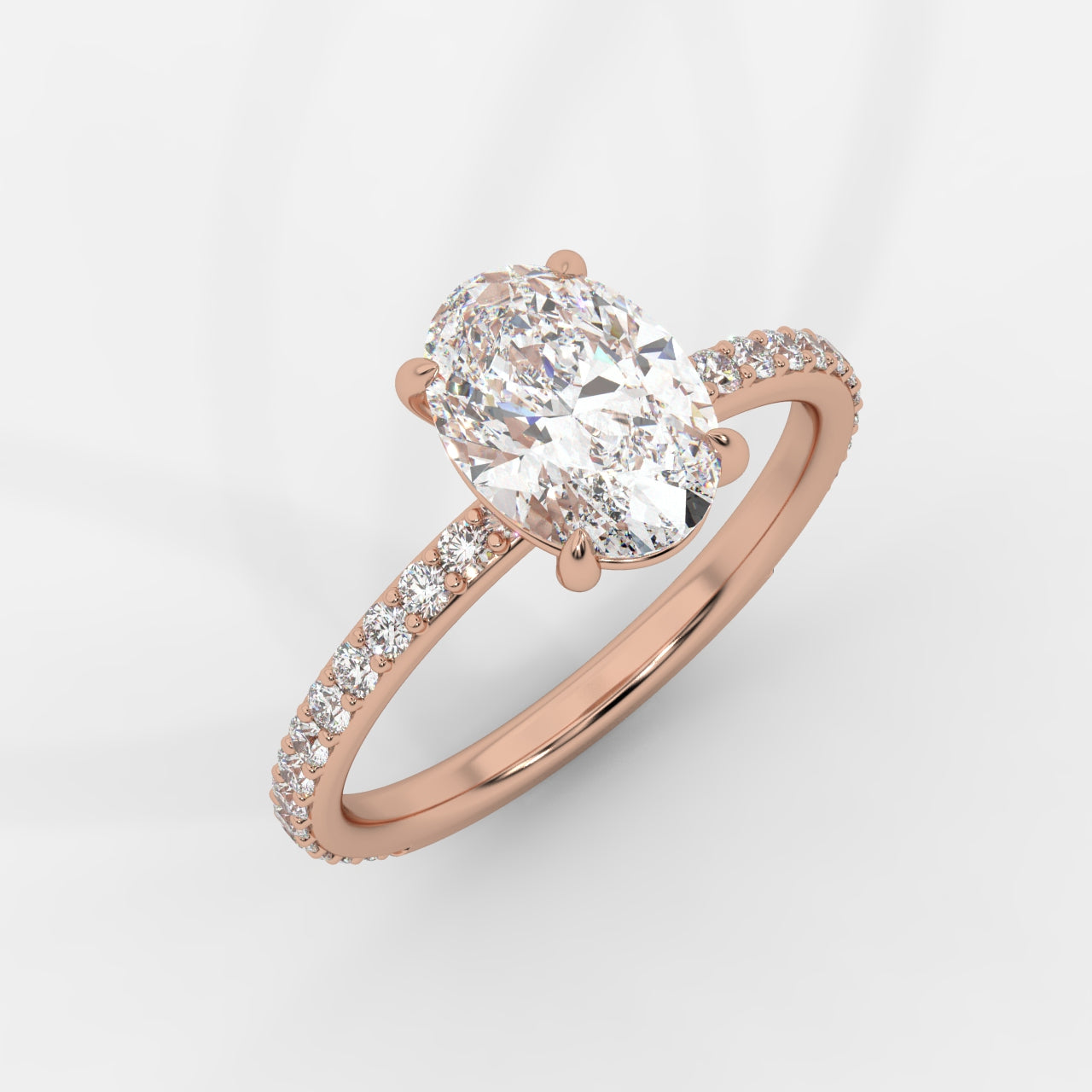 Lindsey Pavé Solitaire Ring - Oval