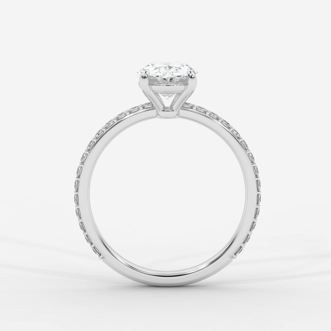 Lindsey Pavé Solitaire Ring - Oval