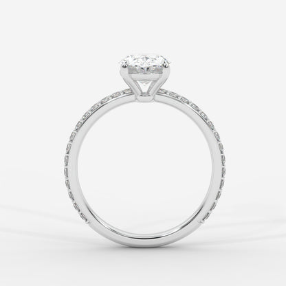 Lindsey Pavé Solitaire Ring - Oval