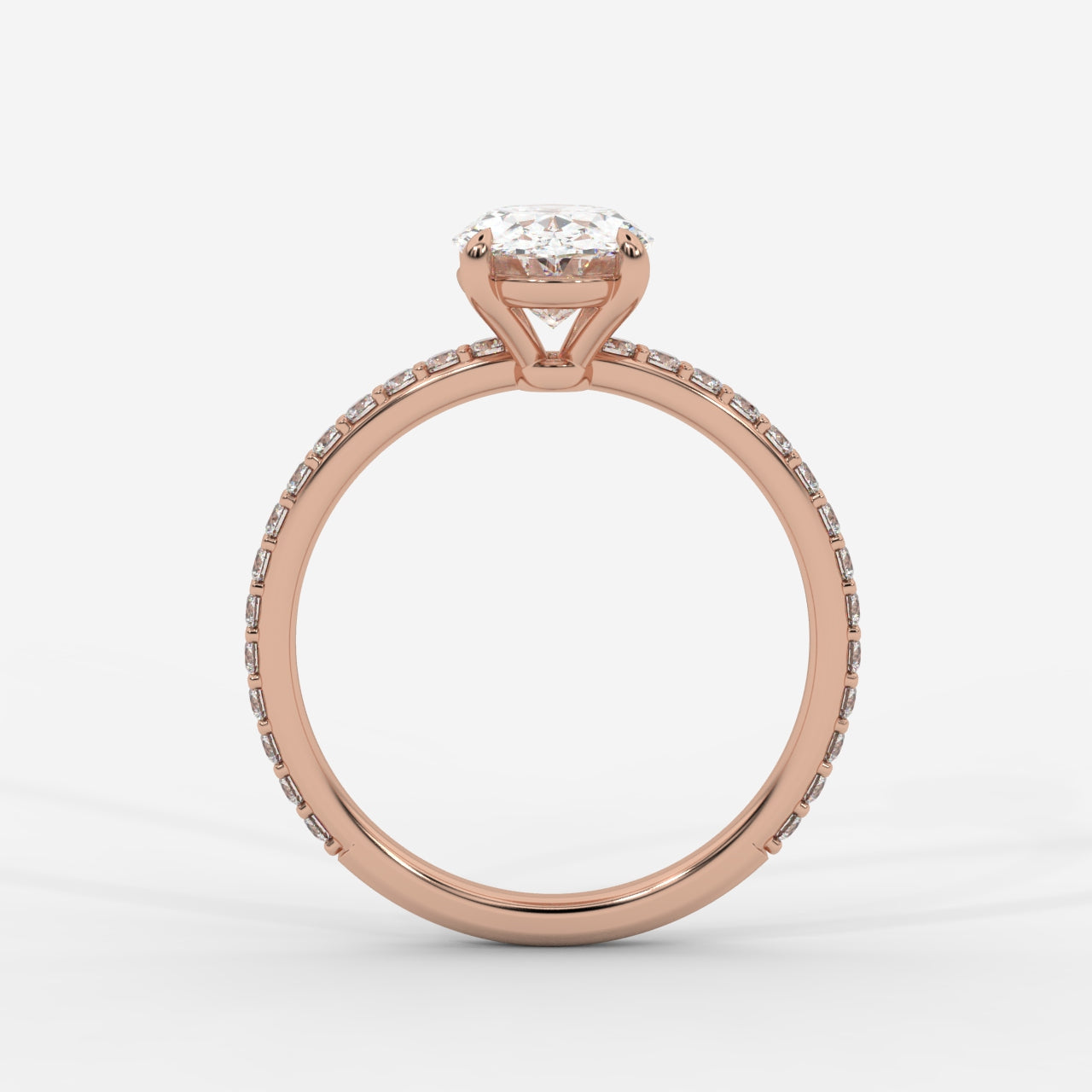 Lindsey Pavé Solitaire Ring - Oval