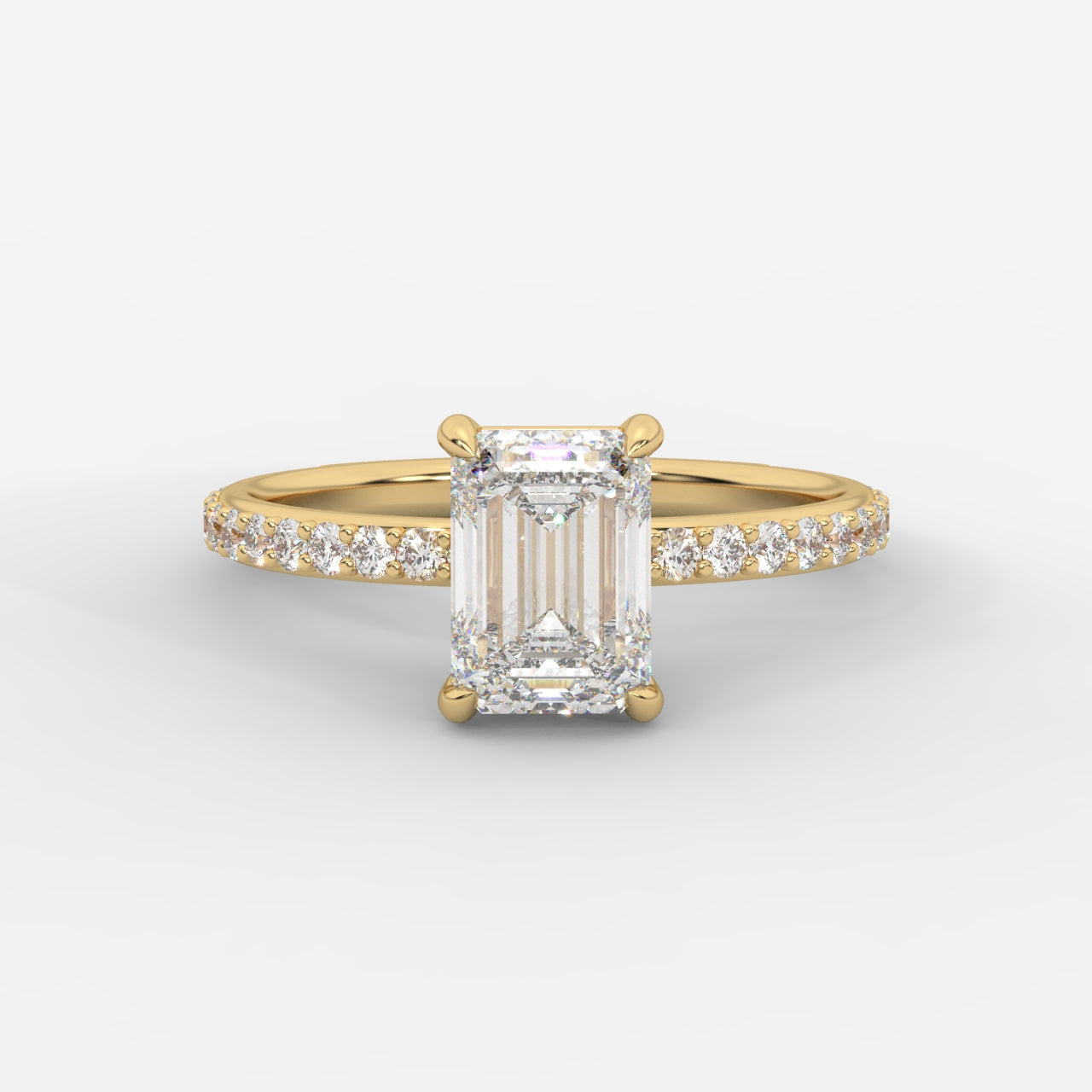 Lindsey Pavé Solitaire Ring - Emerald