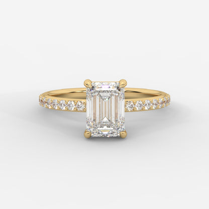 Lindsey Pavé Solitaire Ring - Emerald