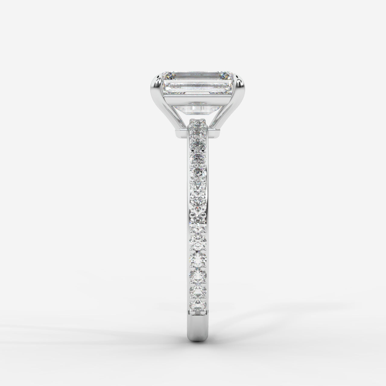 Lindsey Pavé Solitaire Ring - Emerald