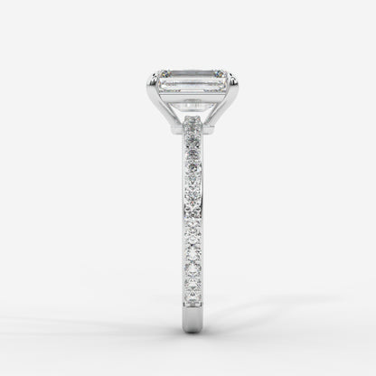 Lindsey Pavé Solitaire Ring - Emerald