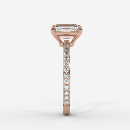 Lindsey Pavé Solitaire Ring - Emerald