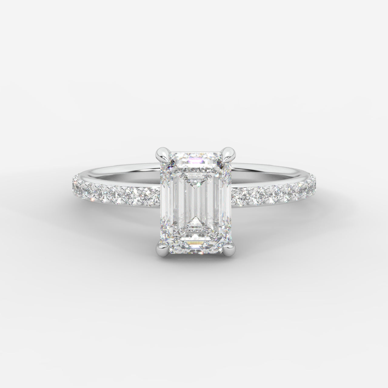 Lindsey Pavé Solitaire Ring - Emerald