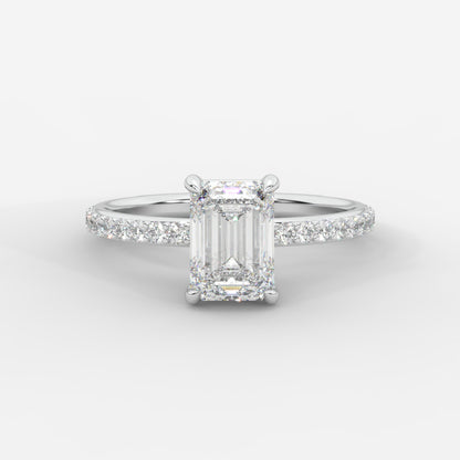 Lindsey Pavé Solitaire Ring - Emerald