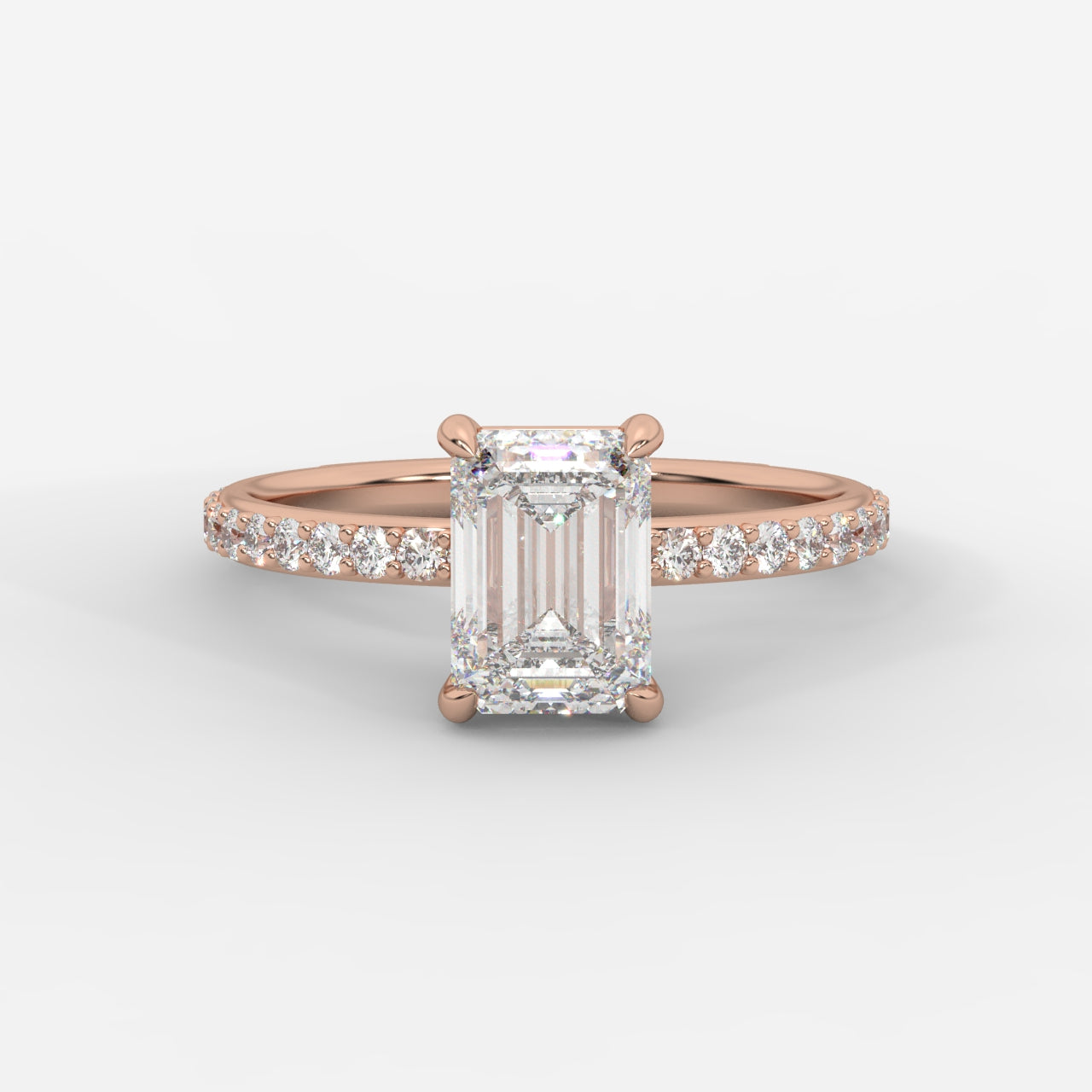 Lindsey Pavé Solitaire Ring - Emerald