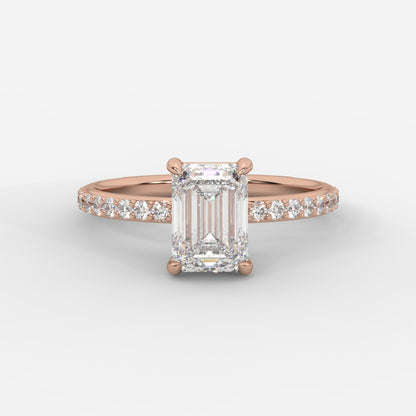 Lindsey Pavé Solitaire Ring - Emerald