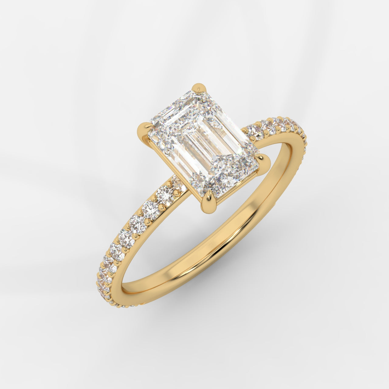 Lindsey Pavé Solitaire Ring - Emerald