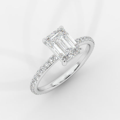 Lindsey Pavé Solitaire Ring - Emerald