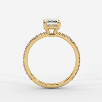 Lindsey Pavé Solitaire Ring - Emerald