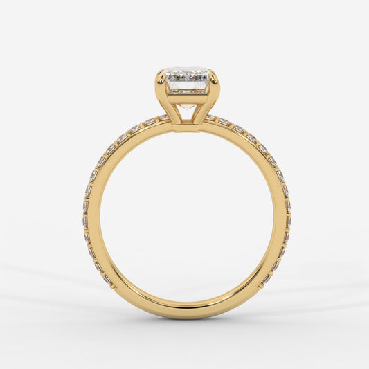 Lindsey Pavé Solitaire Ring - Emerald