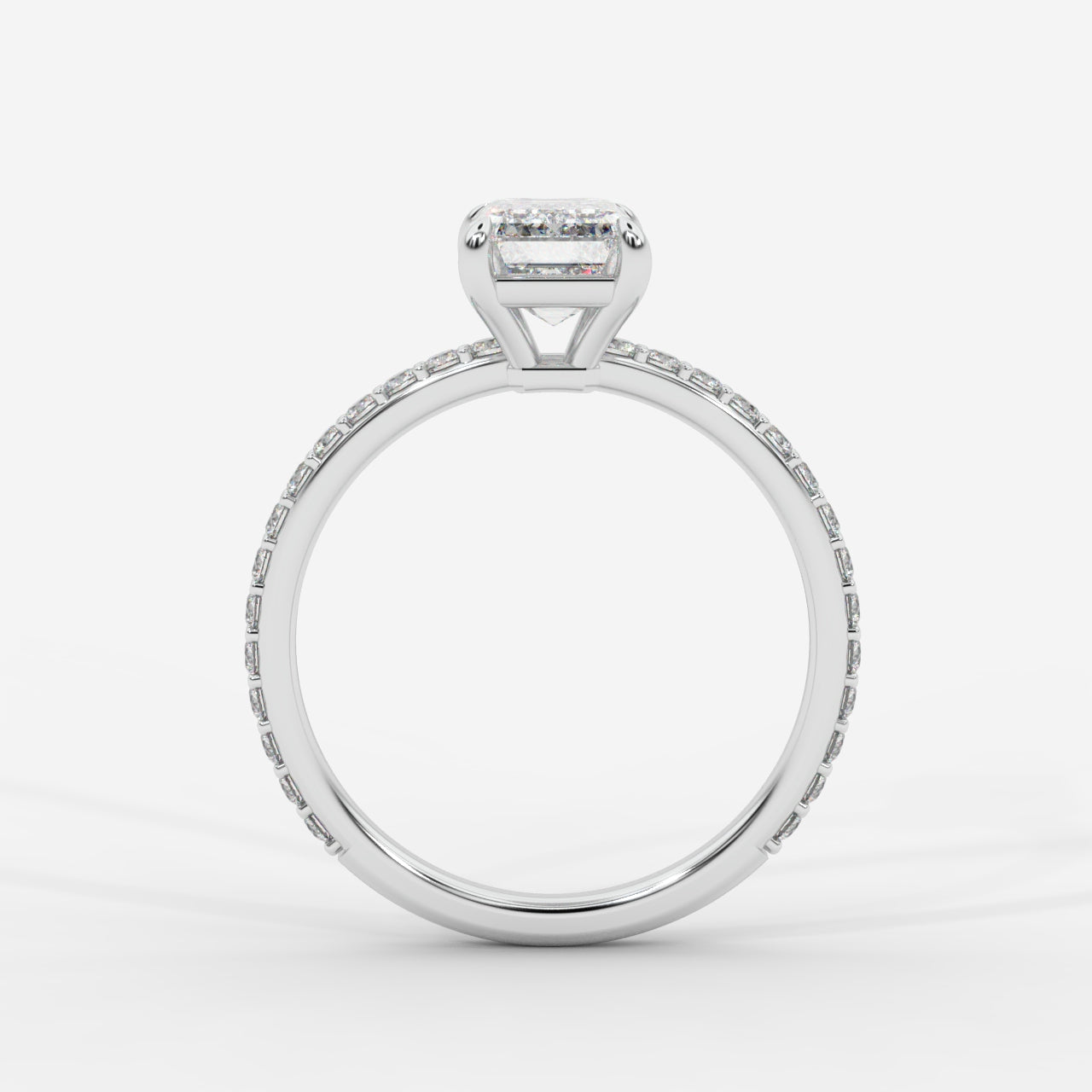 Lindsey Pavé Solitaire Ring - Emerald