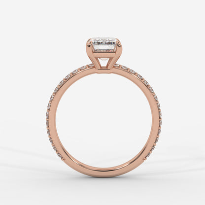 Lindsey Pavé Solitaire Ring - Emerald