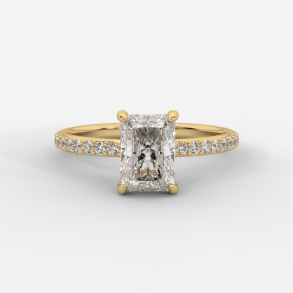 Lindsey Pavé Solitaire Ring - Radiant