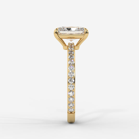 Lindsey Pavé Solitaire Ring - Radiant