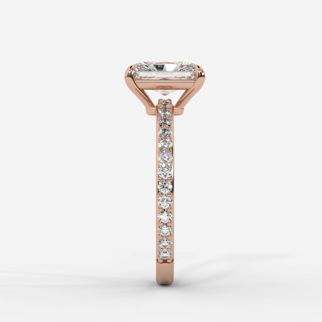 Lindsey Pavé Solitaire Ring - Radiant