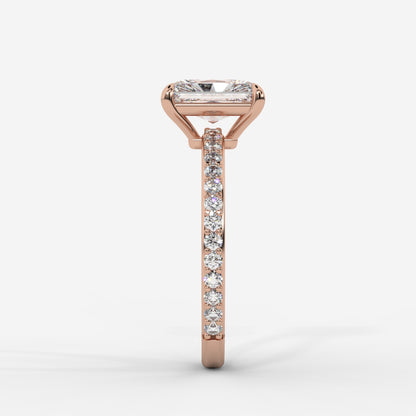 Lindsey Pavé Solitaire Ring - Radiant