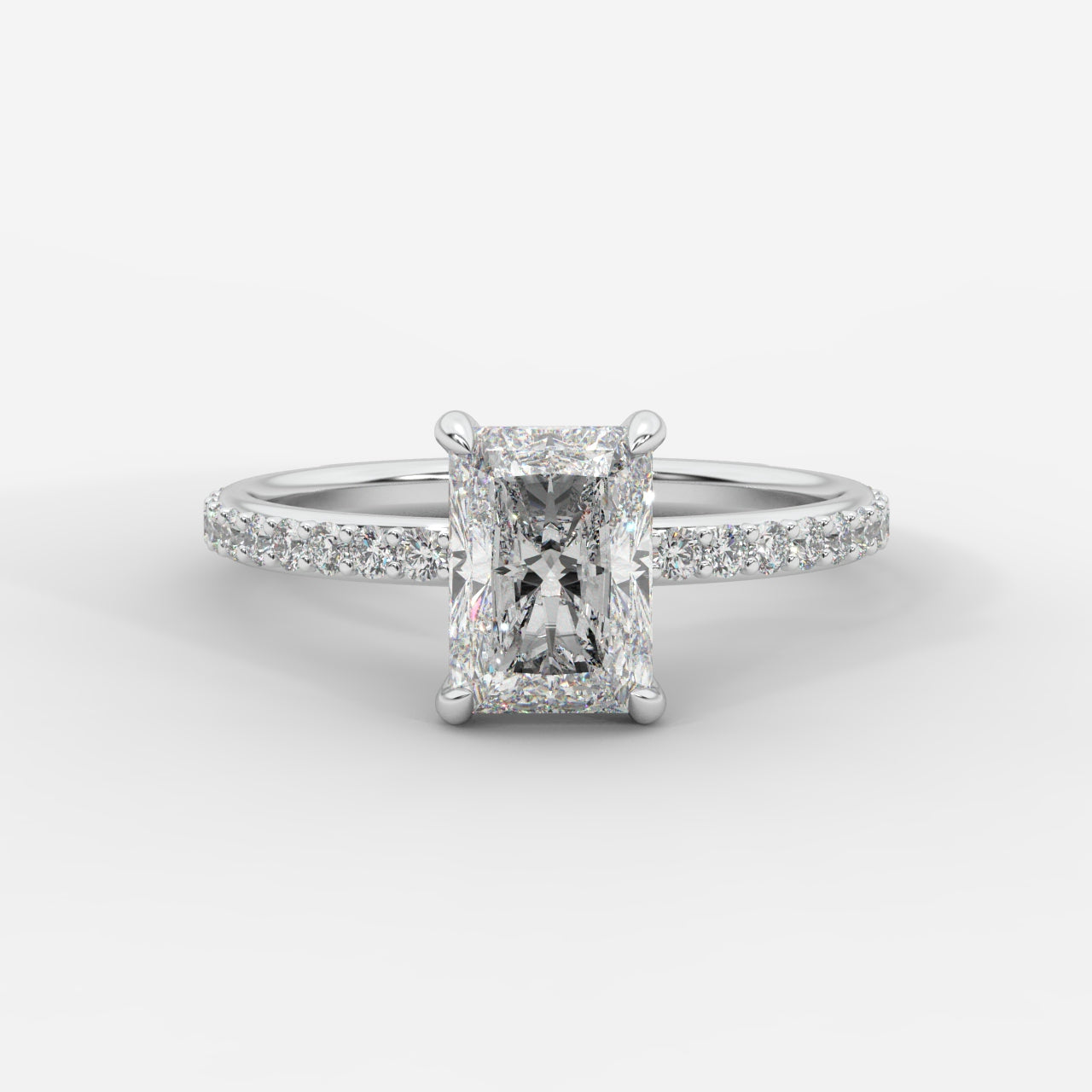 Lindsey Pavé Solitaire Ring - Radiant