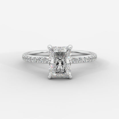 Lindsey Pavé Solitaire Ring - Radiant