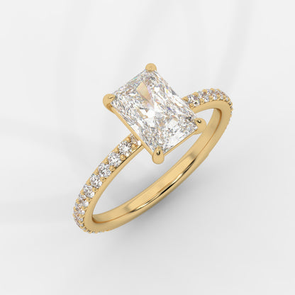 Lindsey Pavé Solitaire Ring - Radiant