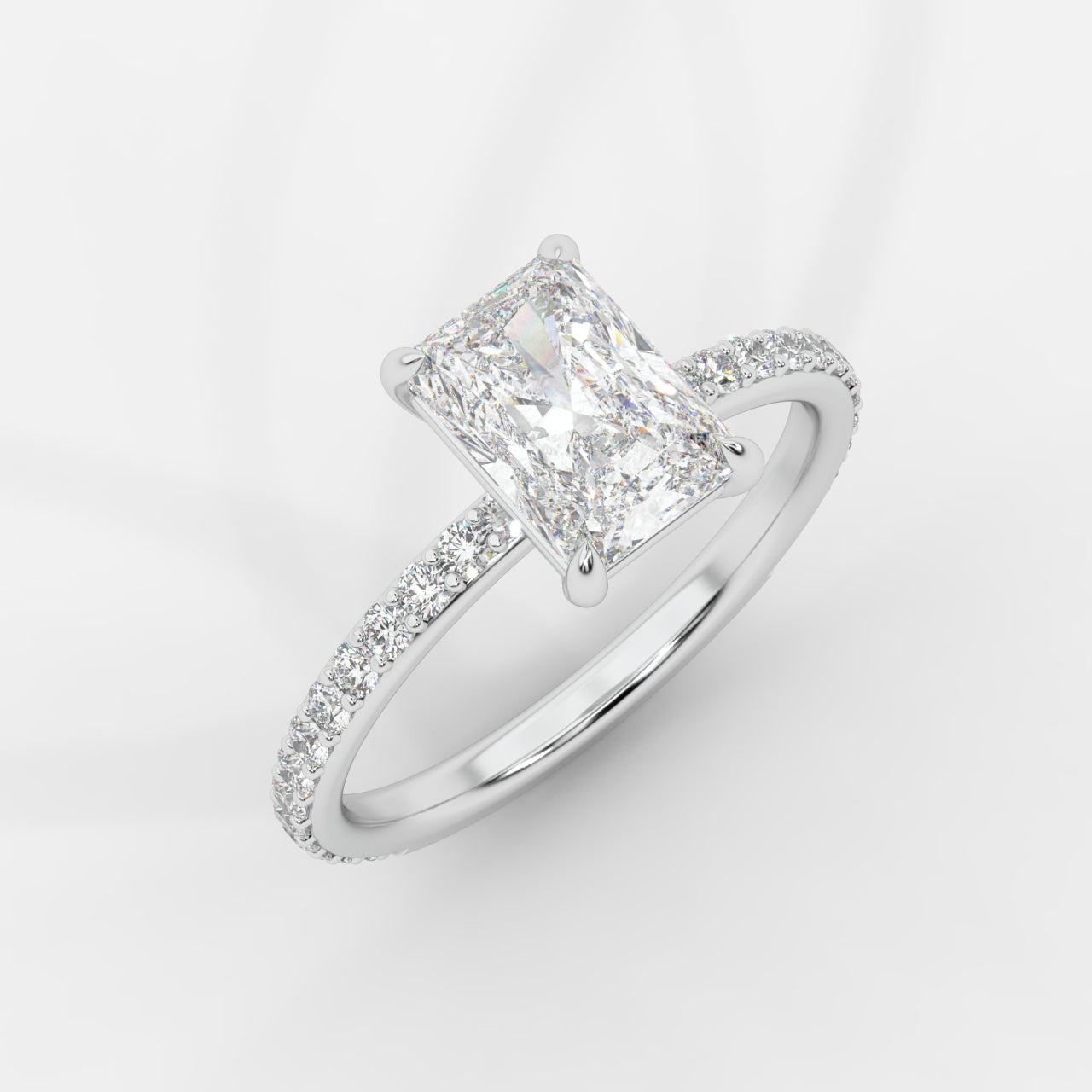 Lindsey Pavé Solitaire Ring - Radiant
