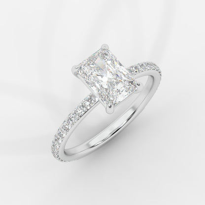 Lindsey Pavé Solitaire Ring - Radiant