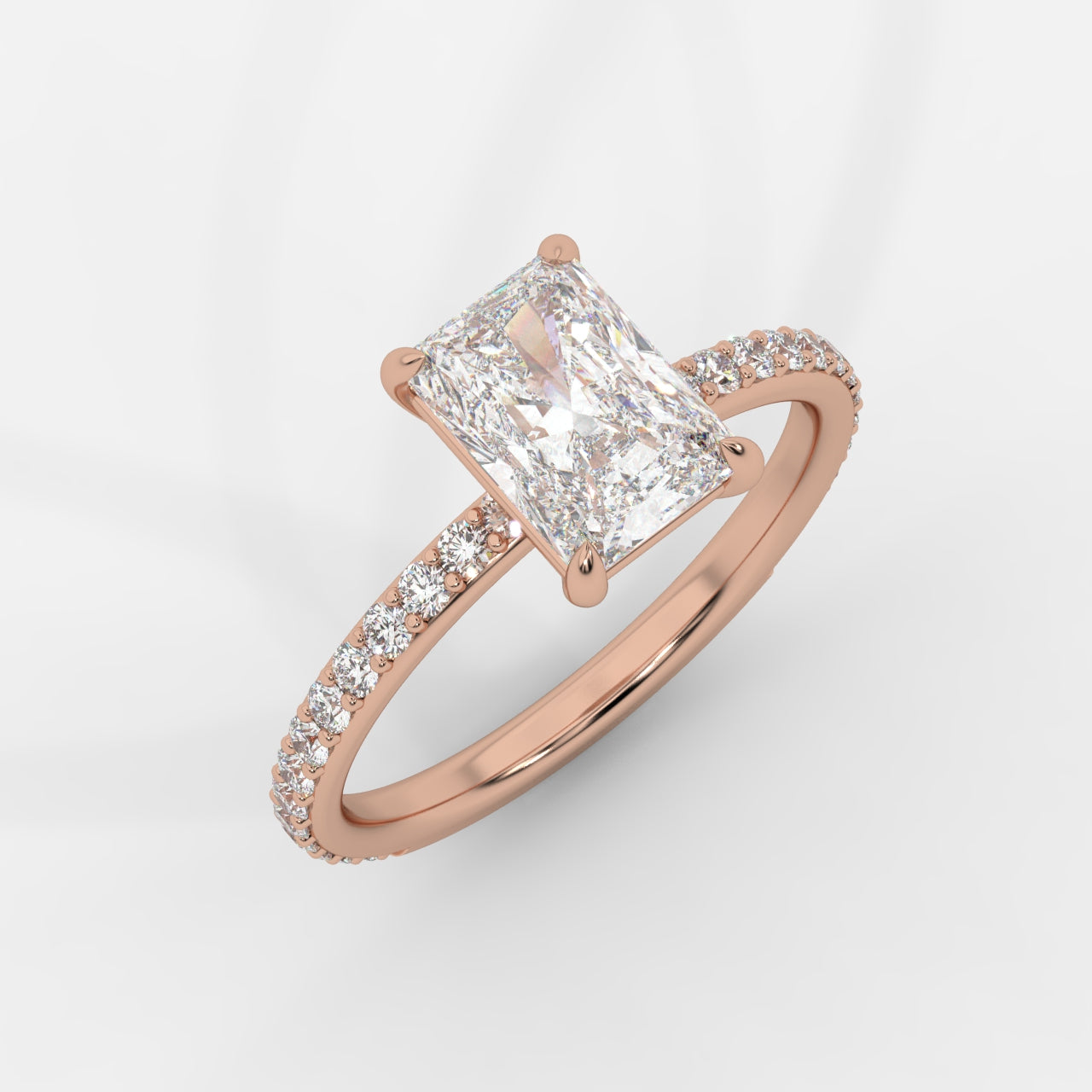 Lindsey Pavé Solitaire Ring - Radiant