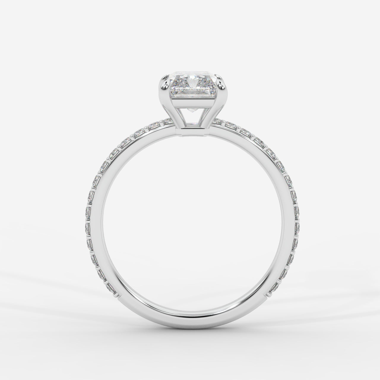 Lindsey Pavé Solitaire Ring - Radiant