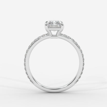 Lindsey Pavé Solitaire Ring - Radiant