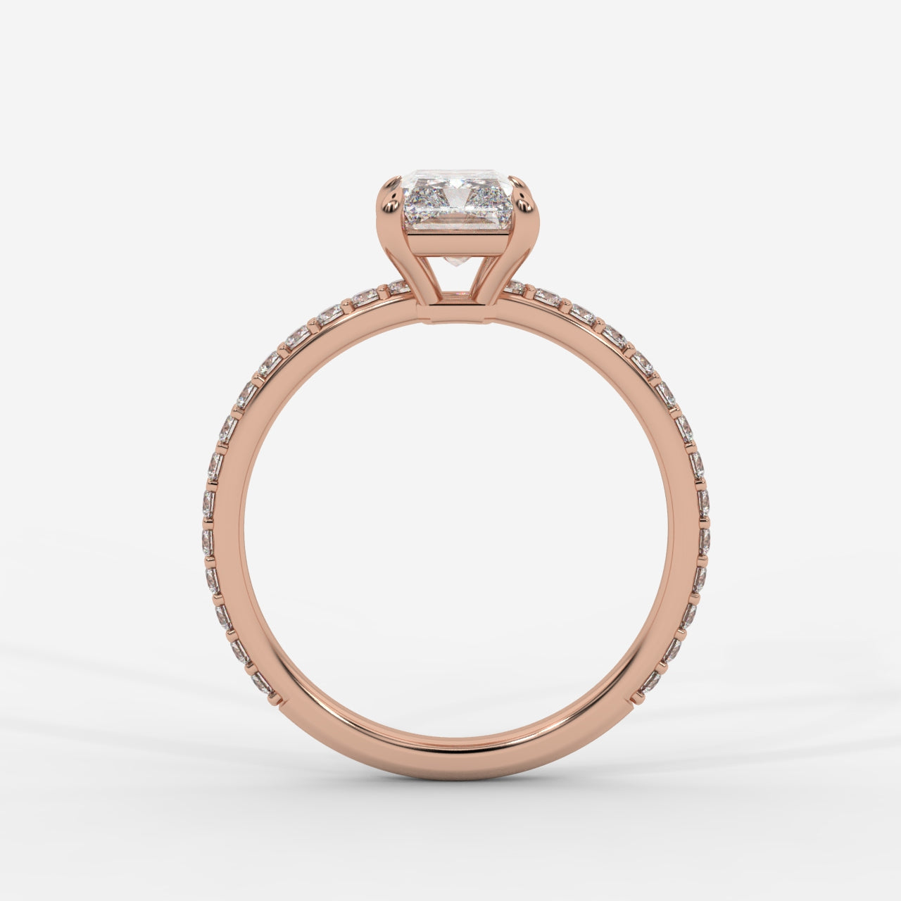Lindsey Pavé Solitaire Ring - Radiant
